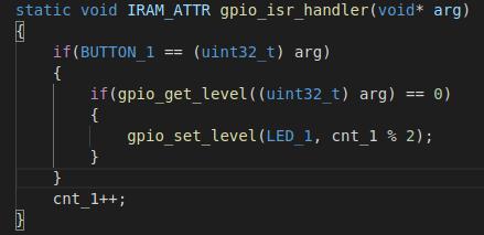 ISR para tratamento de interrupção no ESP32 GPIO