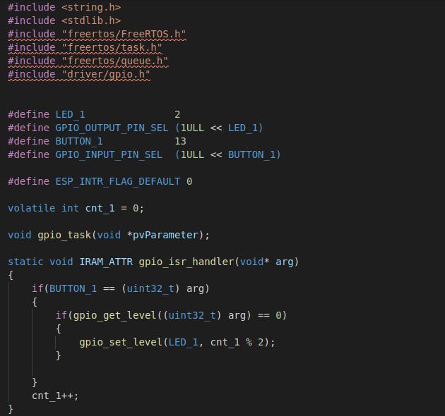 ISR DA ESP32 GPIO