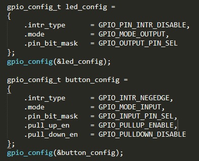 Configuração do pino da ESP32 por struct