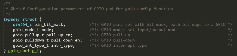 Struct de pino da ESP32